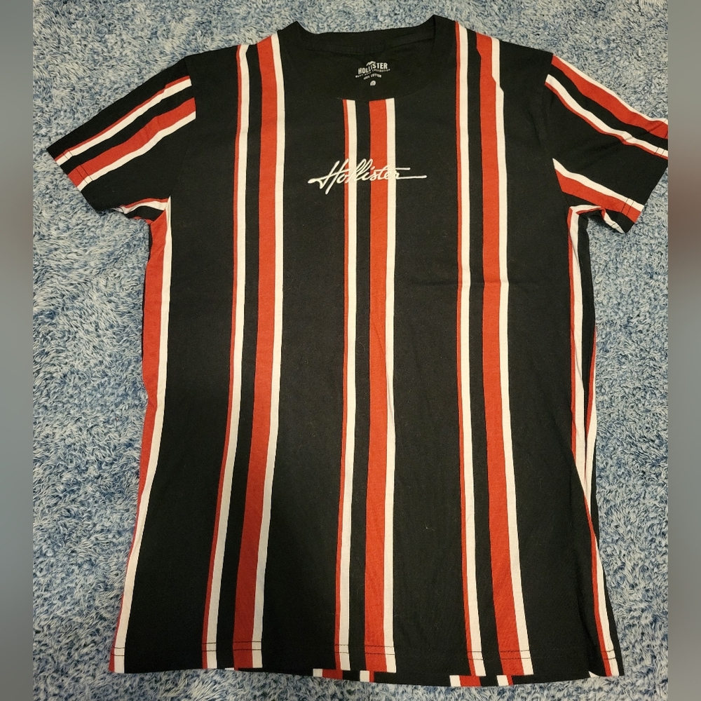 Hollister Black & Red Striped Tee Shirt Size XS